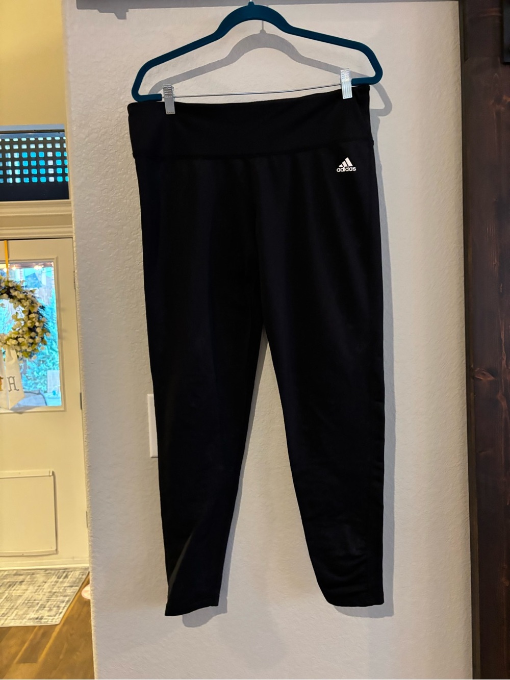 adidas Climalite Black Floral Athletic Leggings with Lightweight Fleece Lining